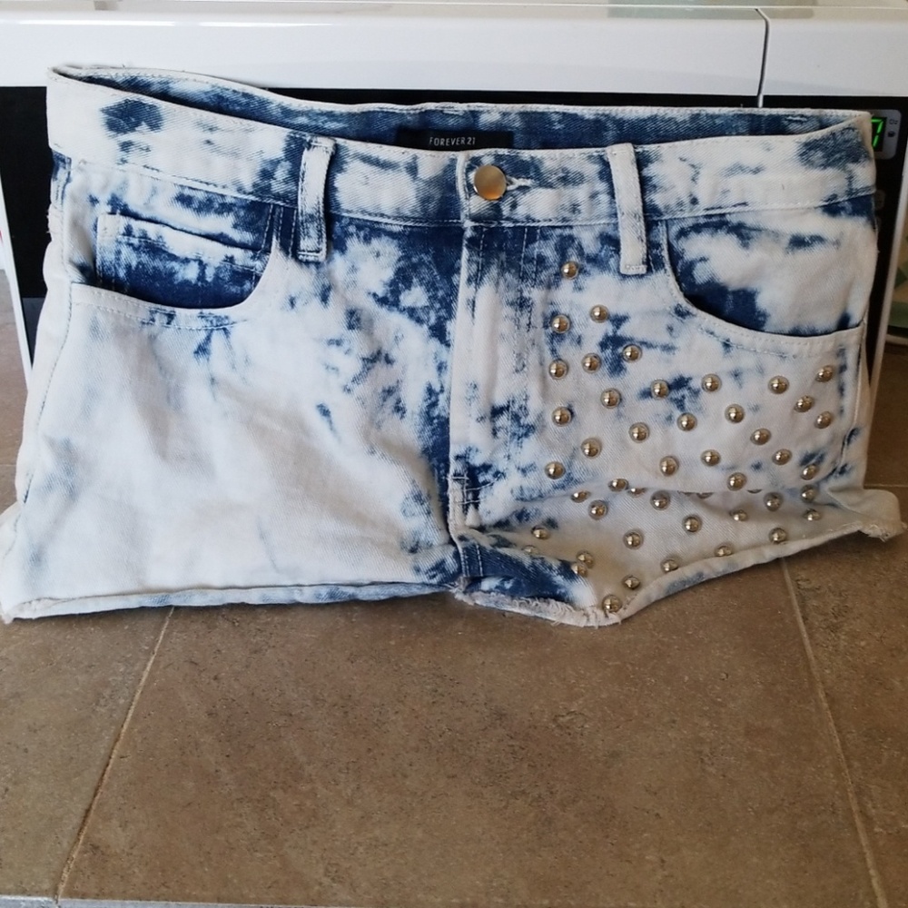 Bleached Denim Shorts